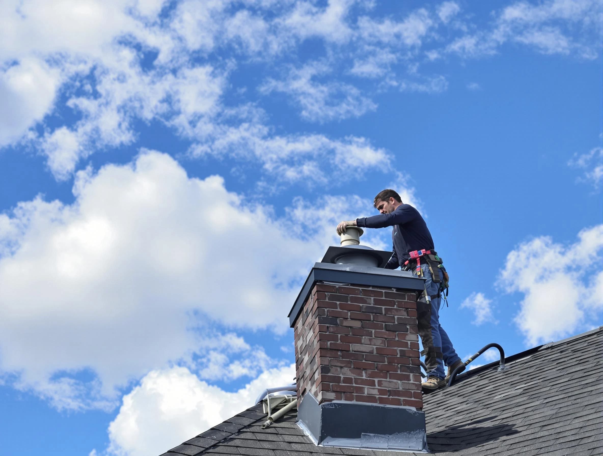 Falmouth Chimney Sweep installing a sturdy chimney cap in Falmouth, VA