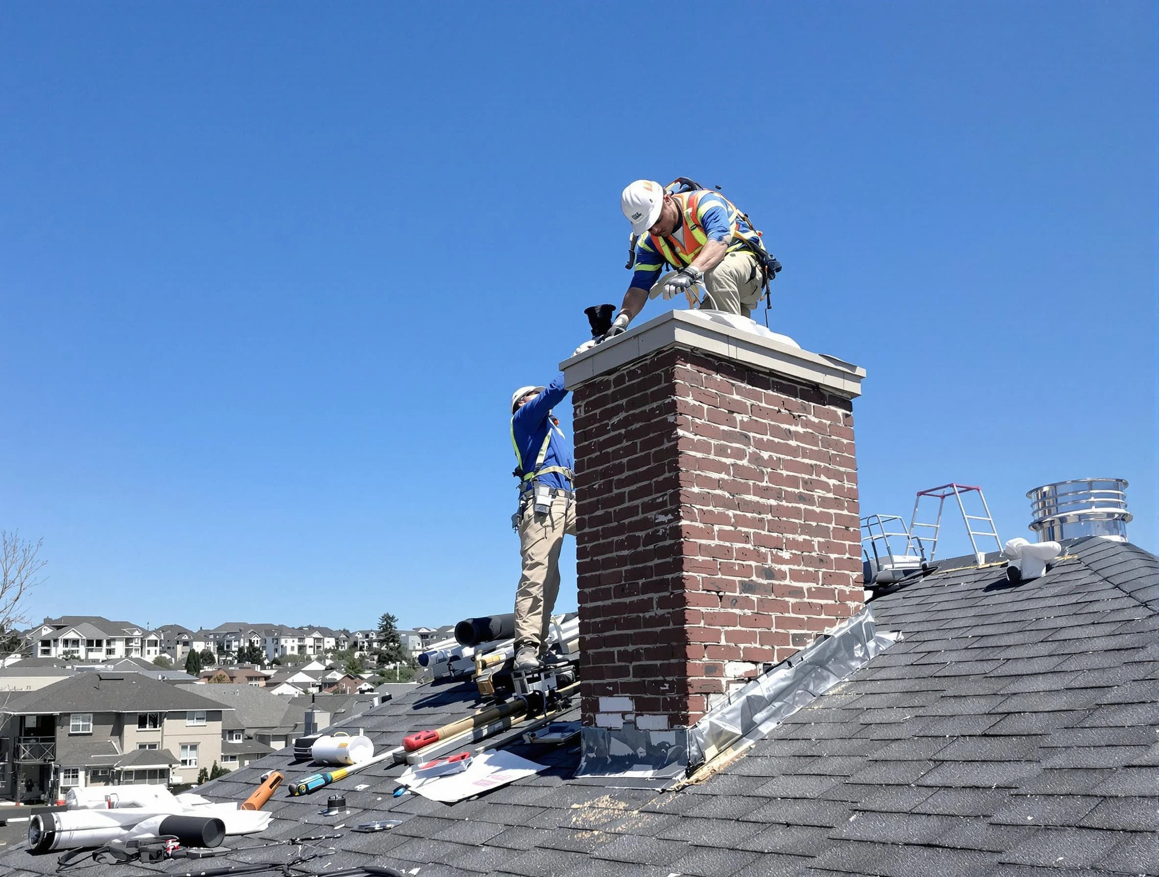Falmouth Chimney Sweep repairing a chimney crown in Falmouth, VA