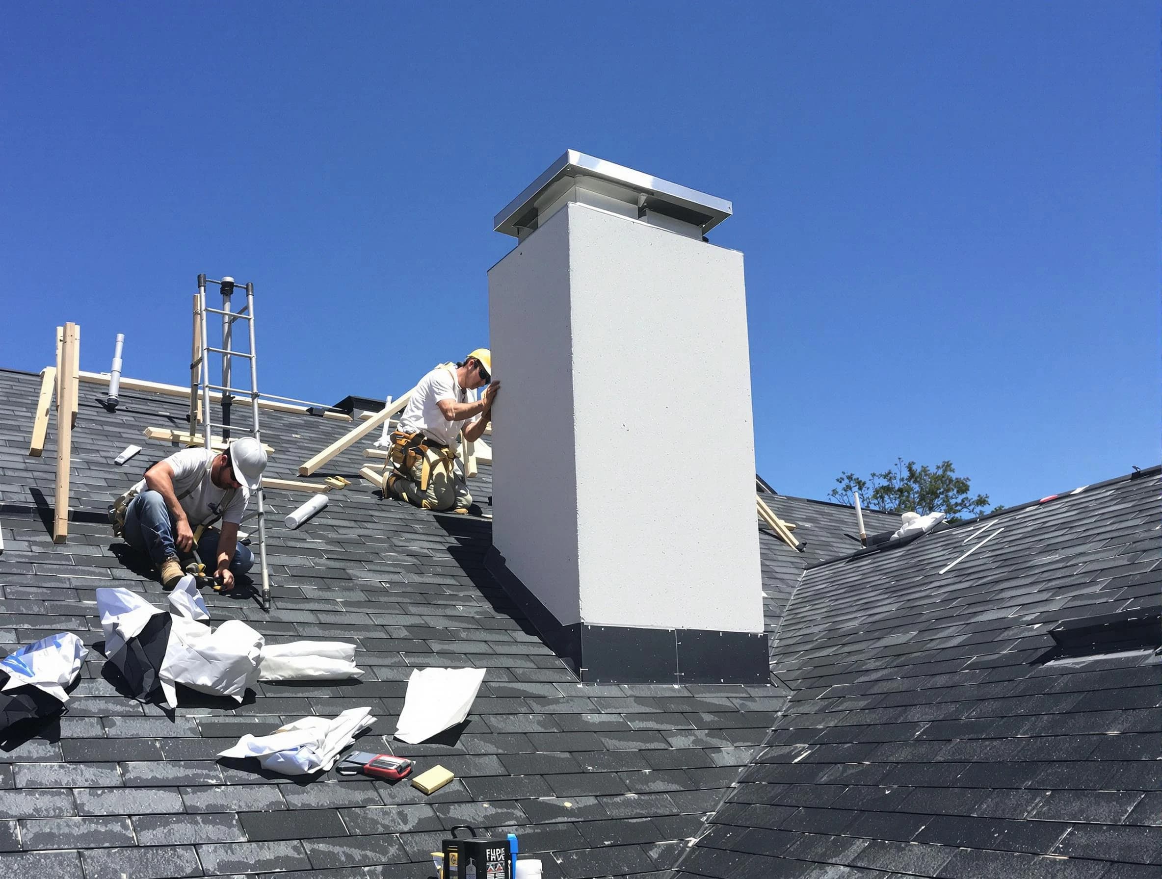 Falmouth Chimney Sweep crew installing a new chimney in Falmouth, VA