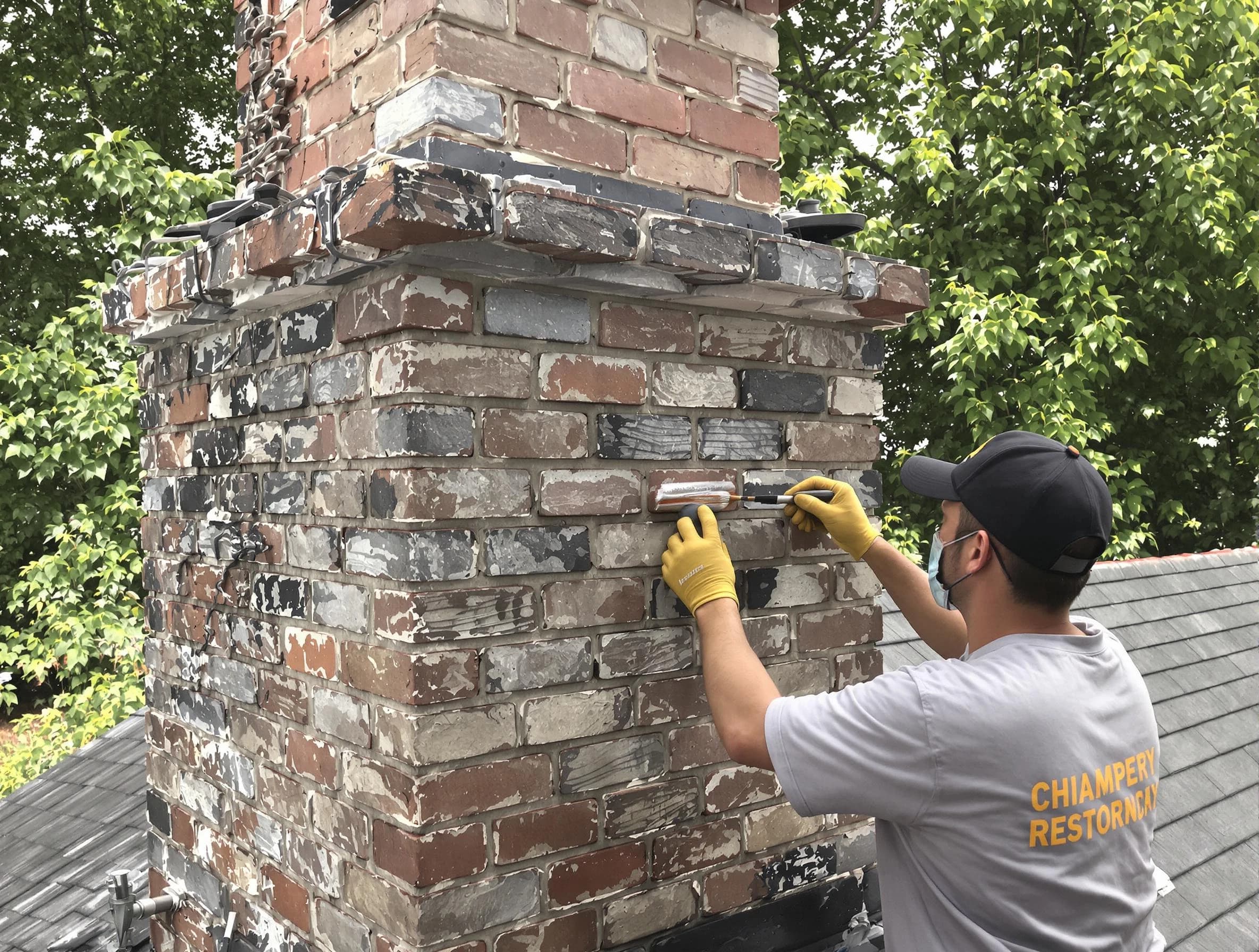 In-progress chimney restoration by Falmouth Chimney Sweep in Falmouth, VA