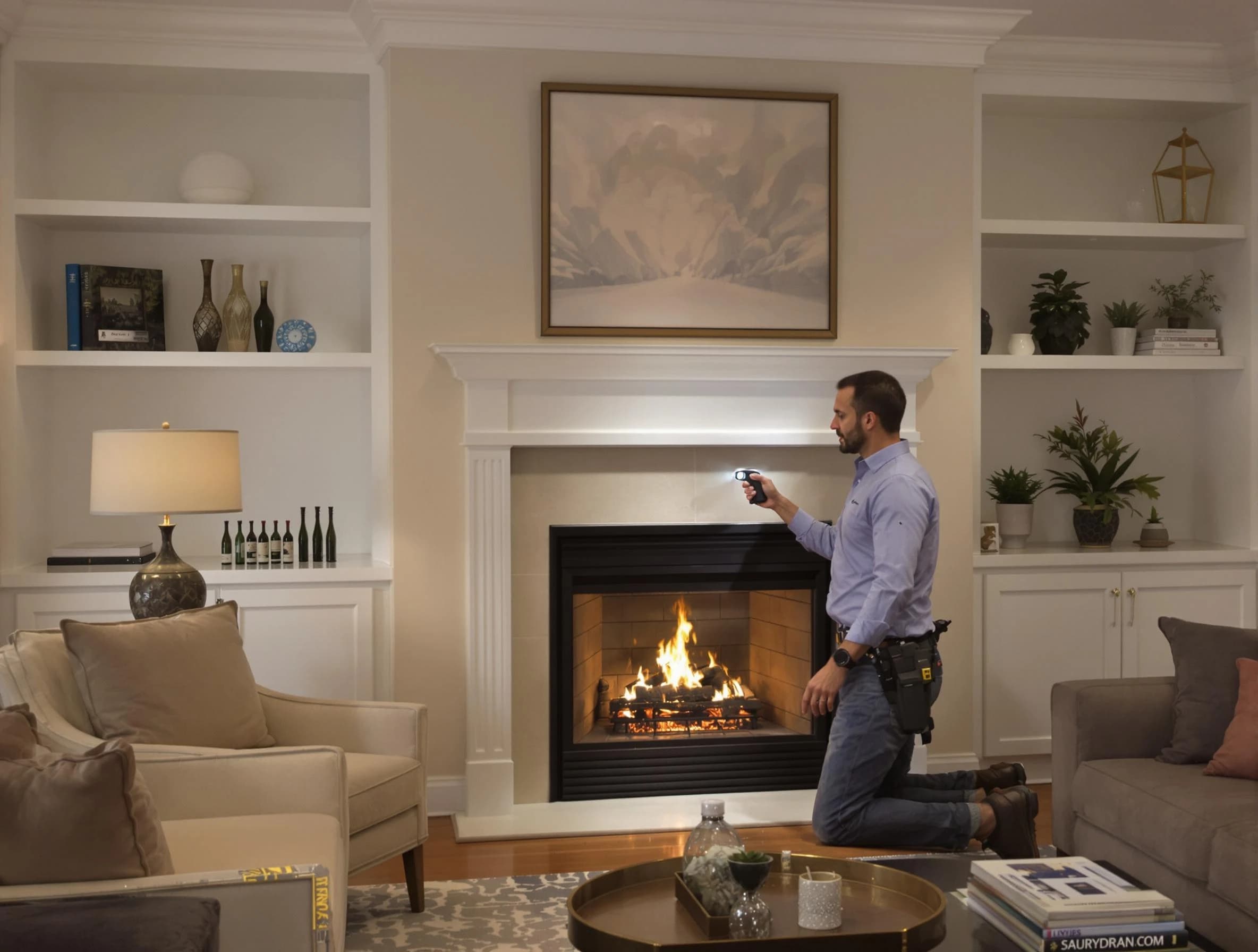 Falmouth Chimney Sweep conducting a fireplace safety inspection in Falmouth, VA