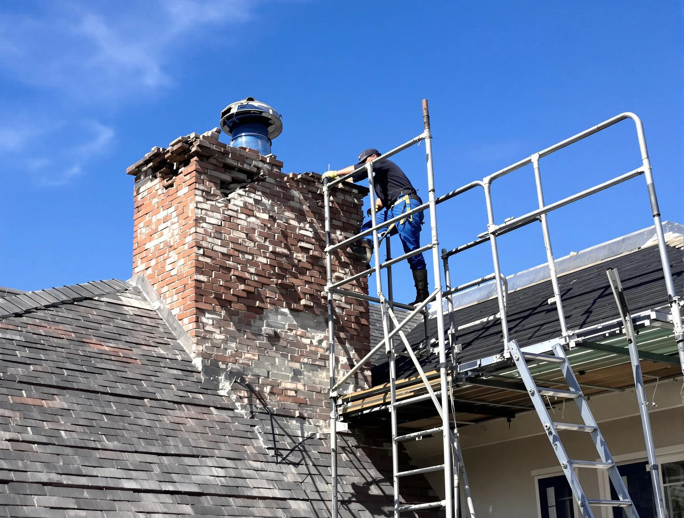 Rebuilding a chimney structure by Falmouth Chimney Sweep in Falmouth, VA