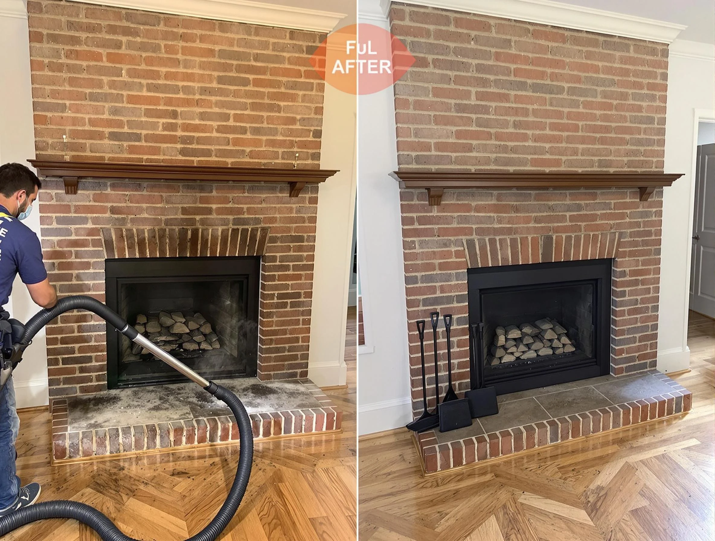 Falmouth Chimney Sweep carefully sanitizing a fireplace in Falmouth, VA